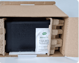 Electronic product protected inside fitted packaging